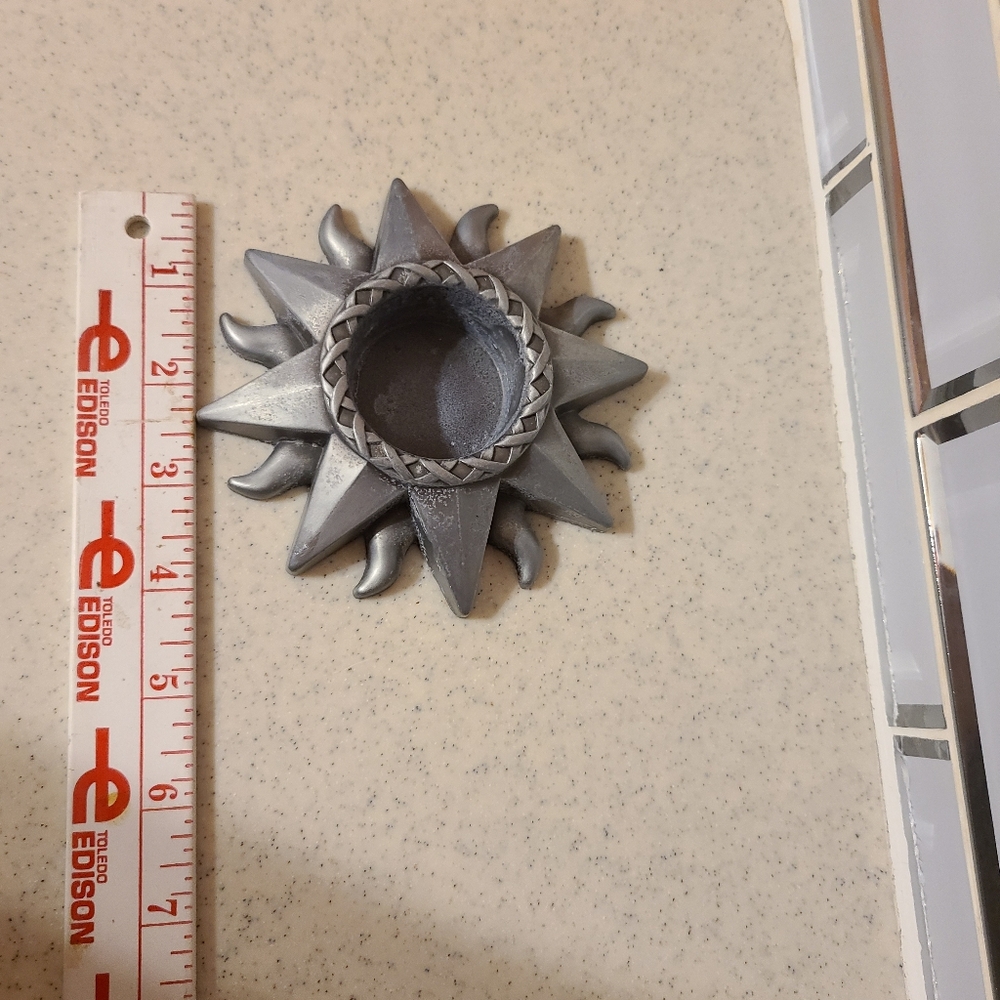 Unique Vintage Silver Sunburst Candle Holder - Picture 7 of 7